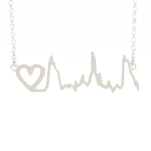 Cherised Heart Necklace Heart can be on Left, Center, or Right of Heartbeat